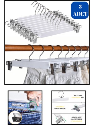 3'lü Ahşap Pantolon ve Etek Askısı Seti, Şık ve Pratik Organizer