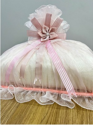 Saten Bohça, Işlemeli Güllü Tasarım, Çeyizlik ve Söz Nişan Hediyesi