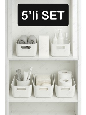 5'li 3,5 Lt Düzenleyici Sepetler ve Organizer Seti
