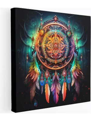 Popcas Kızılderili Duvar Sanatı: Detaylı Rüya Avcısı - Kızılderili Duvar Sanatı Kanvas Tablo Canlı Renkler