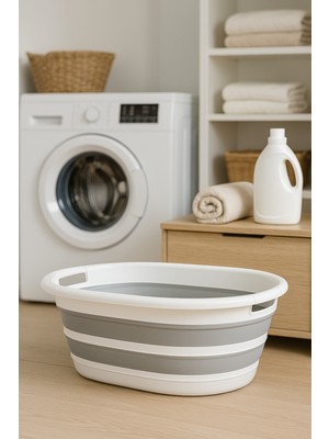 Katlanabilir Silikon Çamaşır Sepeti Akordiyon 27 Lt, Pratik ve Şık Kullanım
