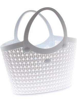 Beyaz Örgü Desenli Şık ve Hafif Küçük Boy Çanta