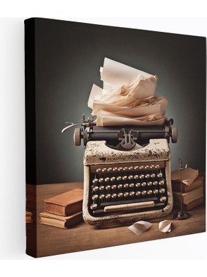 Popcas Still Life Vintage Tasarım Antika Daktilo Temalı Duvar Sanatı Fotoğraf