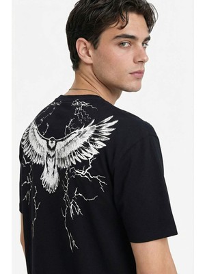 DeFacto %100 Pamuk Boxy Fit Baskılı Tişört F8170AX26SP