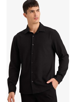 DeFacto Modern Fit Polo Yaka Uzun Kollu Gömlek F9886AX26SP