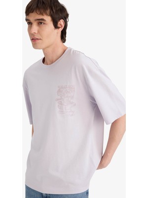 Defacto 26Y801003374 Lila Erkek T-Shirt F9696AX/PR307