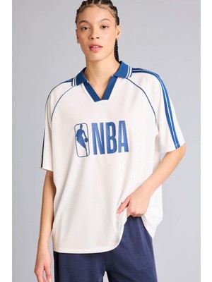 DeFacto NBA Wordmark Oversize Polo Yaka Tişört G0706AX26SP