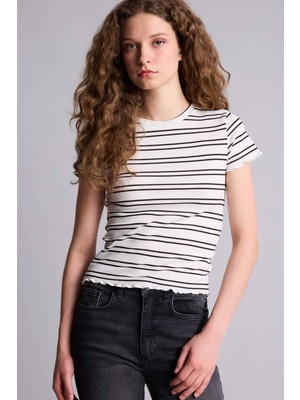 DeFacto Fitted Çizgili Fitilli Kaşkorse Tişört K1965AZ26SP