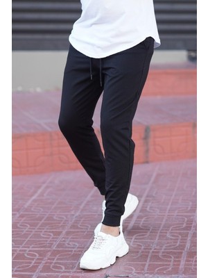 Madmext Siyah Paçası Lastikli Erkek Eşofman %50 Pamuk %50 Polyester L Beden