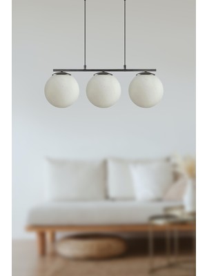 Fer Avize Sezar Beyaz Camlı Siyah Tasarım Metal Avize Renkli ve Şık Aydınlatma