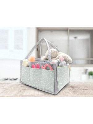 Babyjem Keçe Anne Bebek Bakım Çantası Organizer Yeşil Çiçek