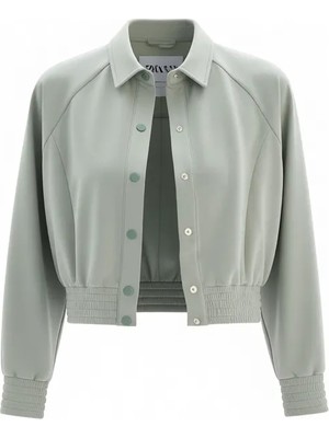 Kadın Dagi Mint Yeşili Düğmeli Ceket Uzun Kol Cupro Günlük Kullanım İçin Rahat ve Şık