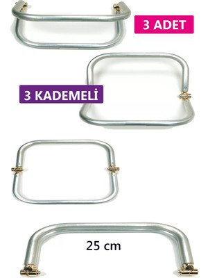 Royaleks 3 Kademeli Gizli Metal Mango Çanta Bursu - 3 Adet - 25 cm - Metal Çanta Aparatı