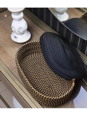 Oval Jüt Hasır Sepet, Kapaklı Organizer 30X20, Şık ve Dayanıklı