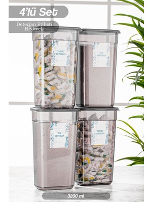 4'lü Jumbo Dikdörtgen Saklama Kabı Seti, 3200 Ml, Pratik ve Şık Kullanım