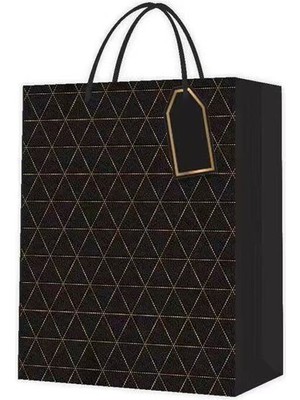 Alfa Life Marketing Desenli Siyah Küçük Karton Çanta