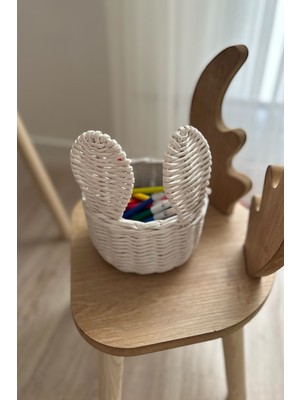 El Örgüsü Çok Amaçlı Dekoratif Sepet, Tavşan Kulaklı Mini Saksı