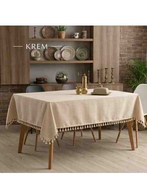 Ayzen Home Püskül Detaylı Su Itme Özelliğine Sahip Duck Kumastan Masa Örtüsü 6 Adet Değişik Ölçü Vardır (Kişiye Özel Ölçü Alınır Hazırlanır)