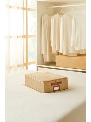 Küçük Boy Jüt Baza Altı Valiz Düzenleyici Kutu 31X38X12