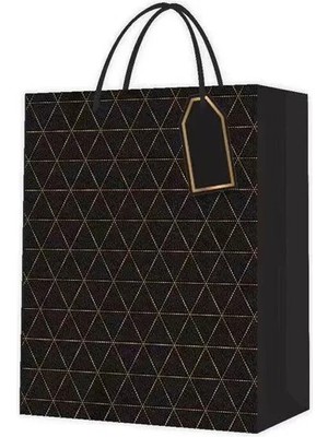 Alfa Life Marketing Desenli Siyah Küçük Karton Çanta