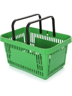 24 Lt Yeşil Plastik Market Sepeti, Dayanıklı ve Hafif Alışveriş Arabası