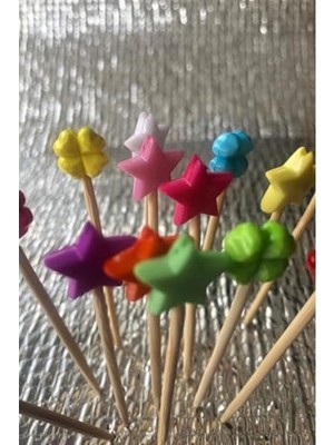 MarkEntegra 100 Adet Renkli Yıldız ve Yonca Figürlü Sunumluk Kürdan