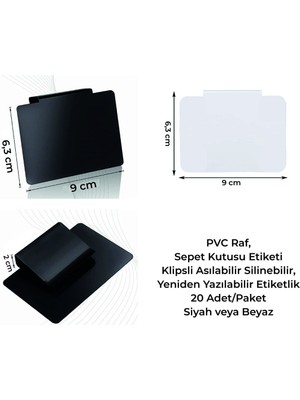 Pratik Pvc Raf ve Sepet Kutusu Etiketi, Klipsli Asılabilir, Mutfak & Kiler