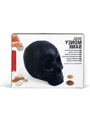 MarkEntegra Siyah Kafatası Kumbara, 17.3 x 12 x 12.5 cm