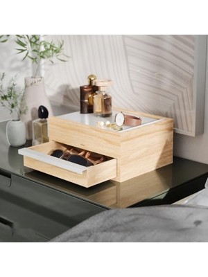 MarkEntegra Modern Takı Kutusu - Ahşap ve Metal, Büyük Boy