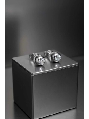 Begonia Accessories Vip Çelik Toplu Zirkon Taşlı 1 Çift Çivi Küpe - Paslanmaz Kararmaz Takı