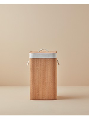 Bambu Çamaşır Sepeti, Şık ve Hafif Açık Kahve Renkli Tasarım