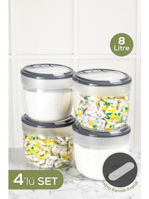 4'lü 8 Litre Büyük Boy Plastik Deterjan Saklama Kutusu