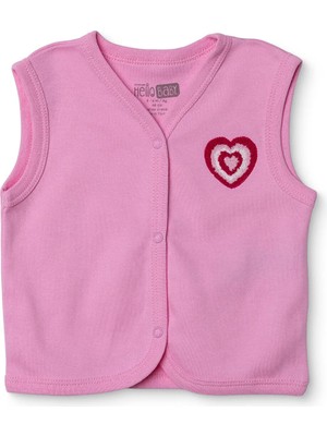 Hellobaby Kız Bebek Yelek Kalp Baskılı Çıtçıtlı V Yaka Atlet