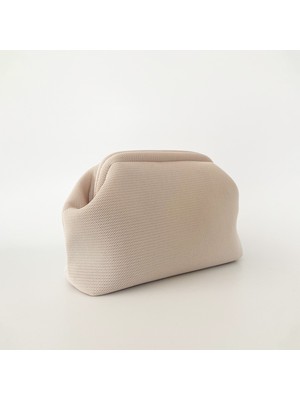 Heybes Kadın Krem Clutch Portföy El Çantası Akrilik Nano Dokuma Kumaş ile Şık Tasarım
