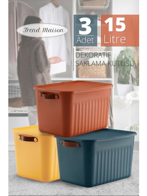 Çok Amaçlı Kapaklı Saklama Kutu Seti, Dekoratif Organizer 3'lü