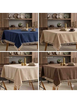 Ayzen Home Püskül Detaylı Su Itme Özelliğine Sahip Duck Kumastan Masa Örtüsü 6 Adet Değişik Ölçü Vardır (Kişiye Özel Ölçü Alınır Hazırlanır)