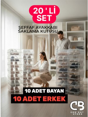 20’li Şeffaf Ayakkabı Saklama ve Düzenleme Kutusu Seti