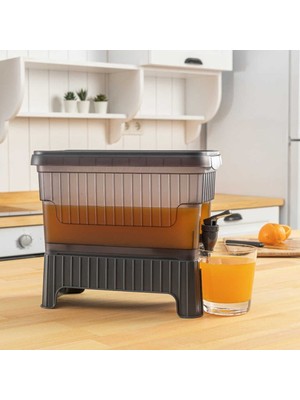 Rivera Tech Rvttc Gri Buzdolabı Içi Musluklu Ayaklı Su -Limonata - Içecek Sebili Piknik Bidonu 4 Lt