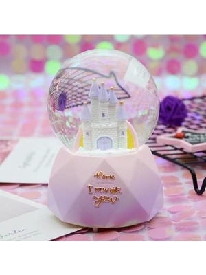 Hediye Biziz Simli Işıklı Müzikli Kar Küresi Şatolu 11 x 6,5 cm Özel Tasarım