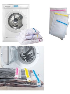 Rivera Tech Rvttc 3'lü Çamaşır Yıkama Filesi Set Renkli Fermuarlı Pratik Çamaşır Yıkama Filesi Set