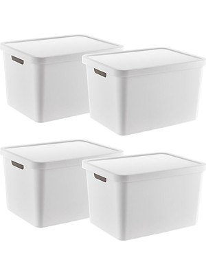 4'lü Çok Amaçlı Kapaklı Beyaz Kutu Seti, Pratik ve Şık Depolama