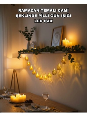 Rivera Tech Rvrthc Ramazan Bayram Süslemesi Için LED Işık Cami Figürlü Dekoratif Tasarım