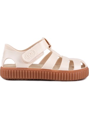 Igor Nıco Caramelo Ivory Bej Çocuk Sandalet PVC Malzeme ile Kız Çocuklar İçin Rahat Tasarım