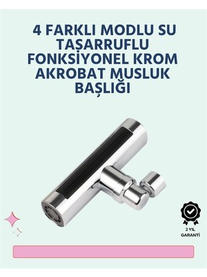 Rivera Tech Rvrthc Krom Kaplamalı Çok Fonksiyonlu Musluk Başlığı | Paslanmaz Malzeme