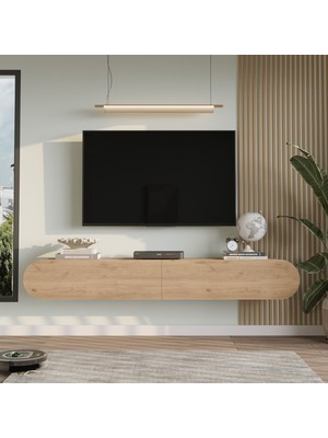 Yurupa Lumos 180 cm Oval Kapaklı Tv Ünitesi Modern Duvara Monte Tv Sehpası Sepet Lum1-S