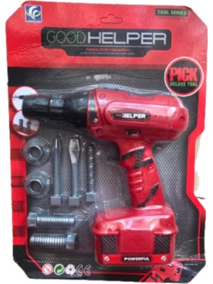 Retoys Çocuk Kırmızı Pilli Matkap Tamir Seti