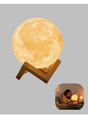 Rivera Tech Rvrtch Şarjlı 3D Baskılı 16 Renk Ay Lambası  Stand