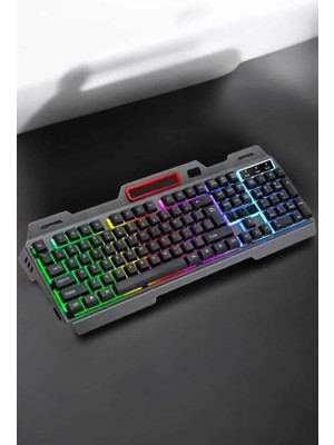 Rivera Tech Rvrtch LED Işıklı Oyuncu Klavye USB Girişli Rgb Işıklı Q Klavye Mouse Hediyeli