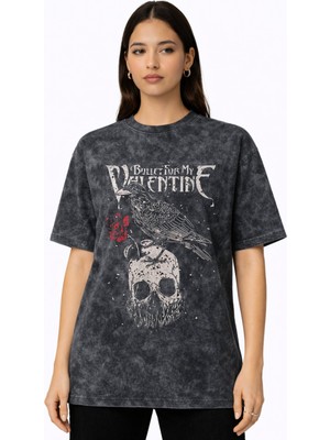 Sevbano Bullet For My Valentine Rock Metal Müzik Grubu Baskılı Unisex Oversize Vintage Yıkamalı Tişört