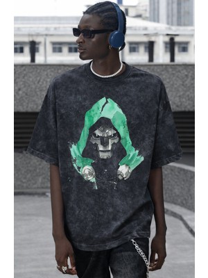 Sevbano Doctor Doomsday Film Kahramanı Baskılı Unisex Oversize Vintage Yıkamalı Tişört